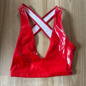 SHEIN red glossy crop size 4